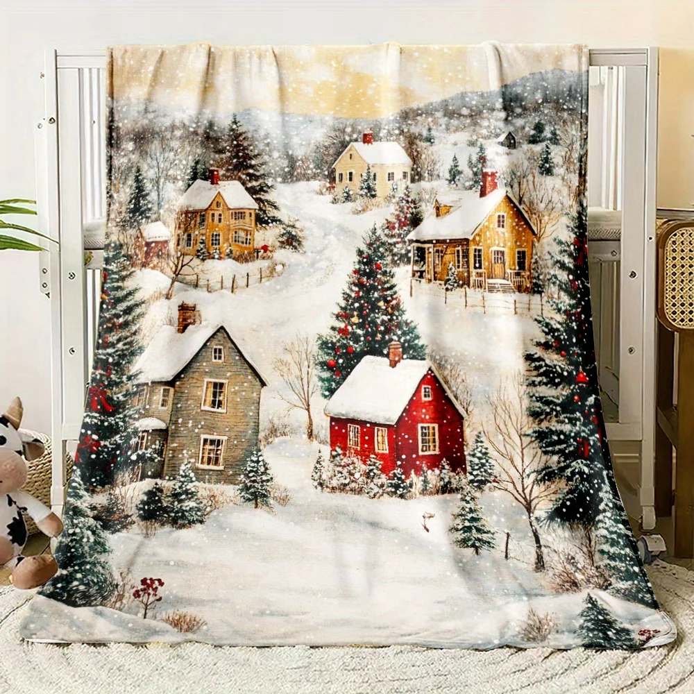 Soft & Lightweight Flannel Throw Blanket - Cozy Winter-Themed for Sofa, Bed, Travel & More - Perfect Gift for Family & Friends
