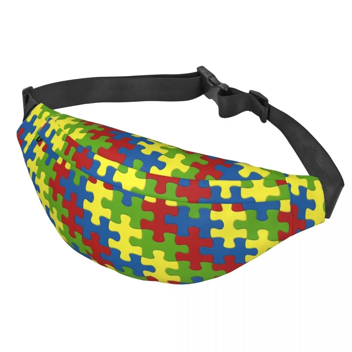 Jigsaw Puzzle Pieces Fanny Bag Autism Awareness Sling Crossbody Waist Pack Women Men Cycling Camping Phone Money Pouch