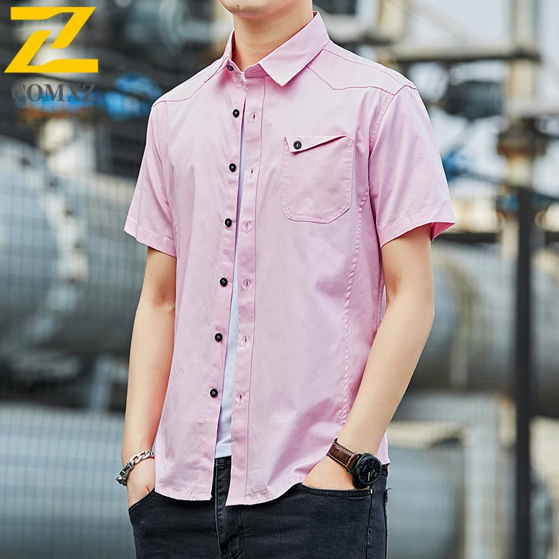 New Men Short Sleeved Shirt Workwear Style Fashionable and Multi Colored Pure Cotton Shirt Casual Business sleeveless lapel coat