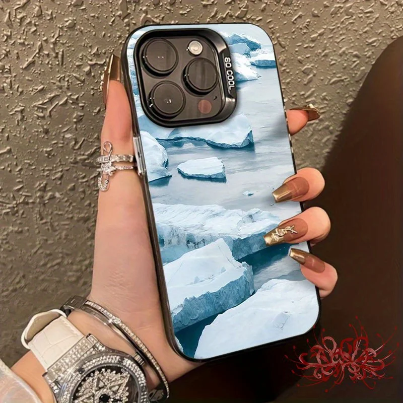 

Glacier ophone case in crystal blue with ice peak design for iPhone 16, 15, 14, 13 and 11 Pro models