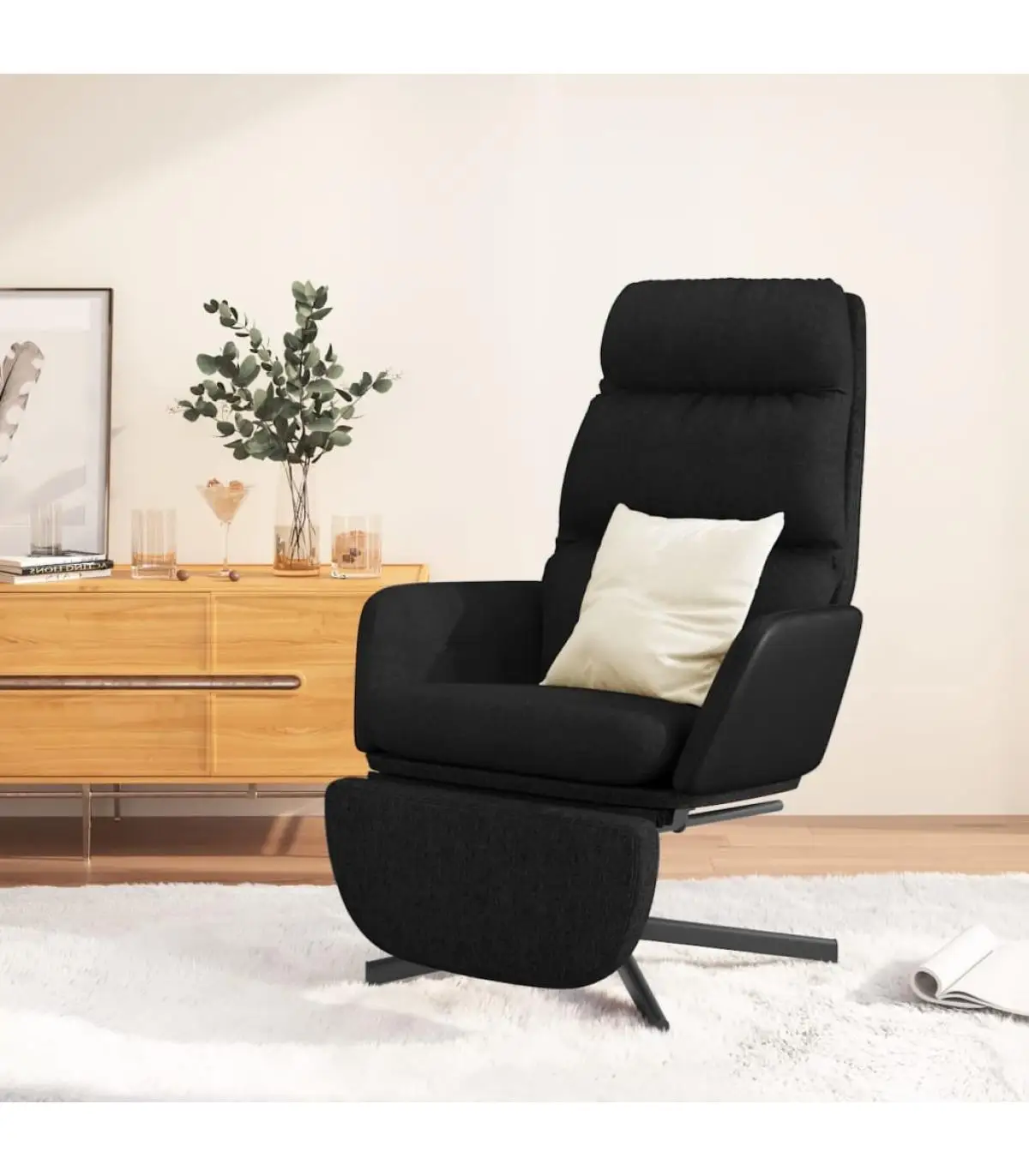 Relax armchairs with black fabric footrest