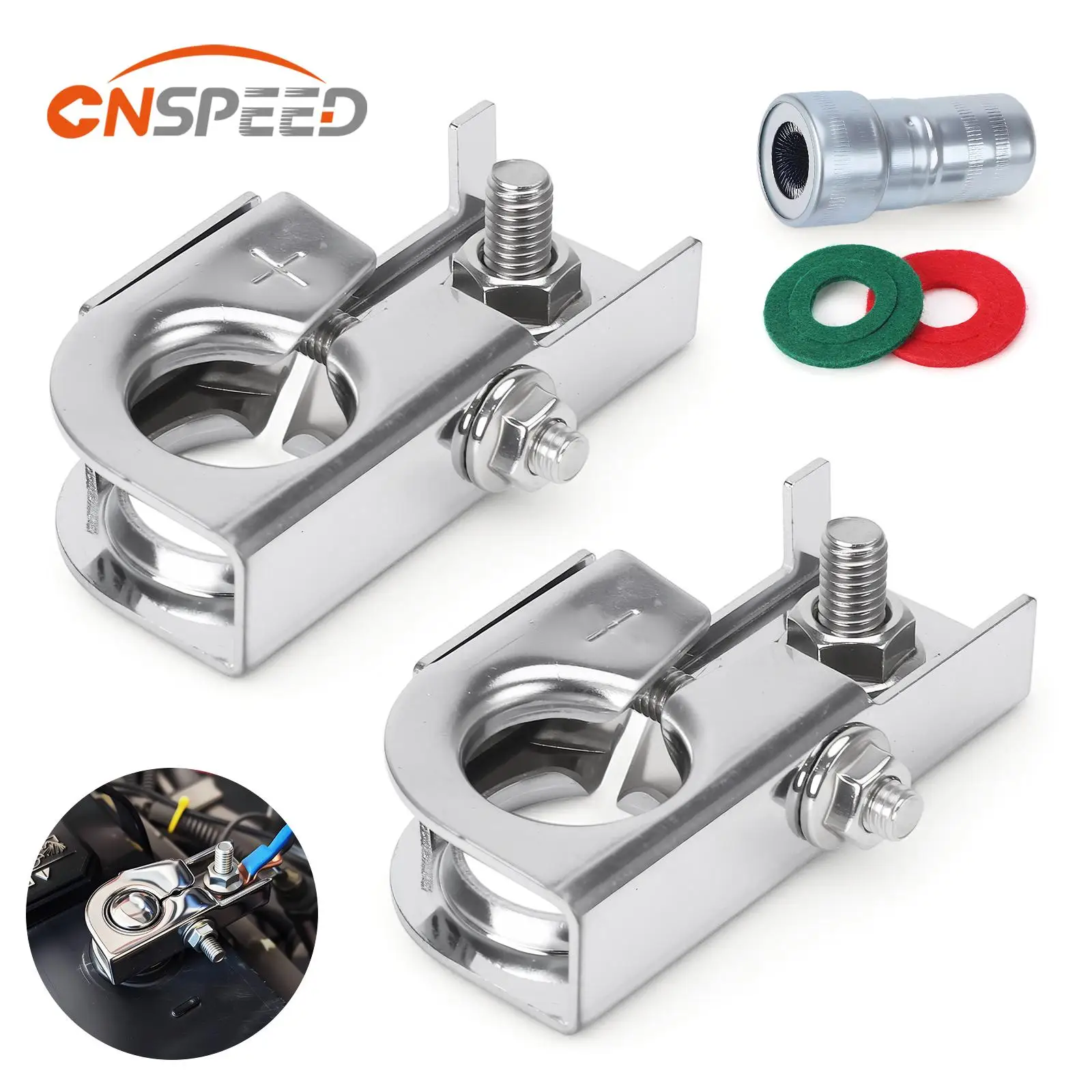 

Battery Terminal Connectors 926-879 With Terminal Cleaner Steel Alloy Positive Negative Clamps For Lincoln MKX MKZ Ford Fusion