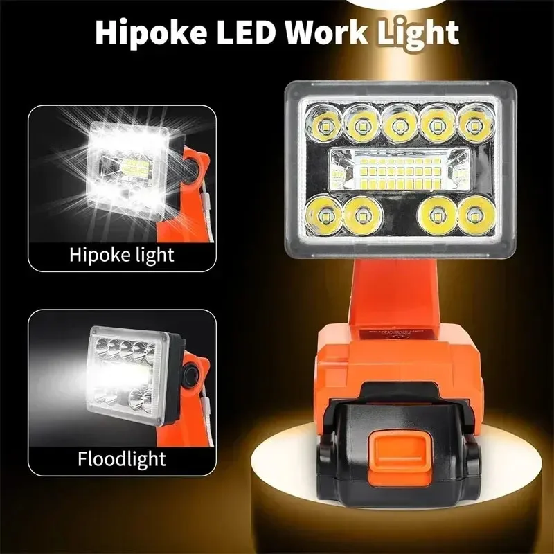 

Cordless Work Light LED Flashlight Suitable For Makita/Milwaukee/Bosch/Black&Decker/Craftsman/Ryobi18V Liion Battery Tool Light