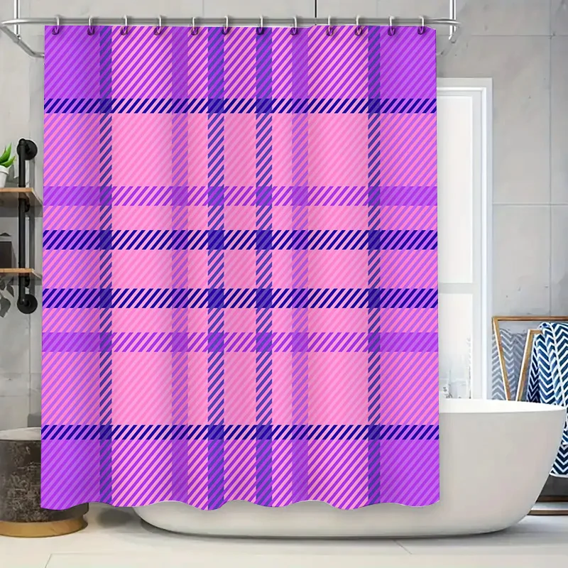 

Plaid Bath Curtains Modern Colorful Checkered Shower Curtain in Multiple Sizes for Bathroom Decor