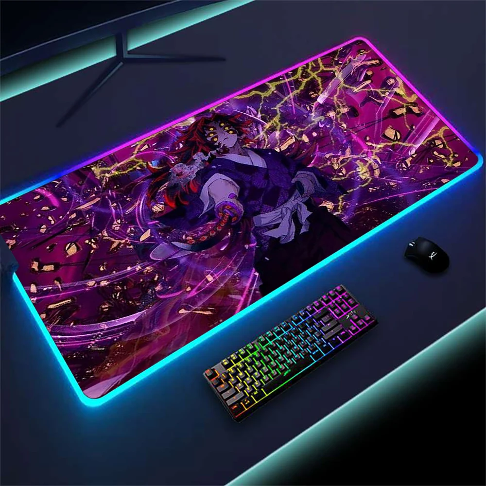 

Коврик для мыши со светодиодной подсветкой, аниме Rgb, неоновый игровой набор, аксессуары 100x50 см, украшение стола для геймера, ковер с индивидуальным узором и подсветкой