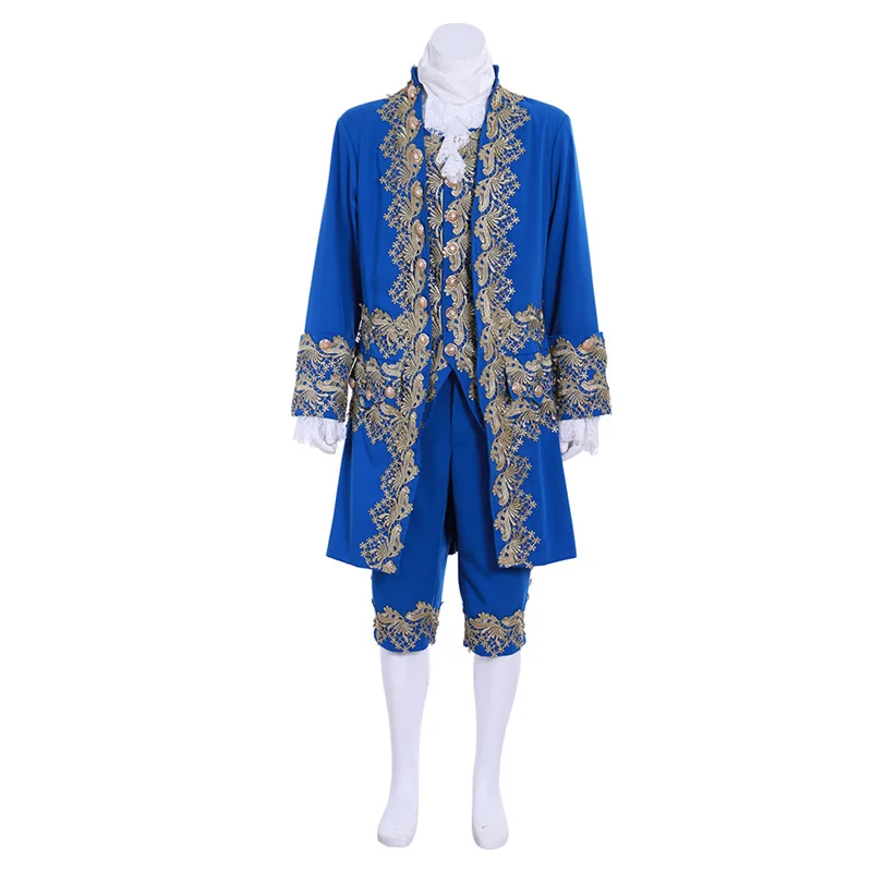 

18th Century Rococo Blue Court Suit Adult Colonial Mens Elegant British Suit Marie Antoinettte Outfits