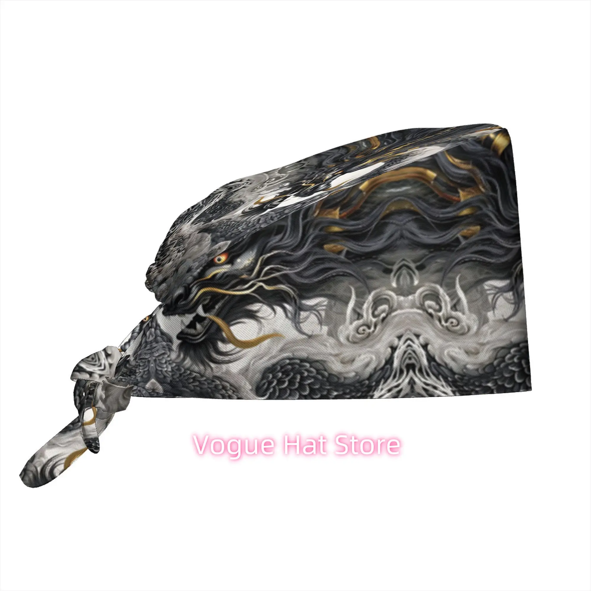 1pc of Work Cap Featuring a Chinese Dragon Design, Showcasing Mythical Art in a Striking Black And Golden Color Scheme, Adjustab