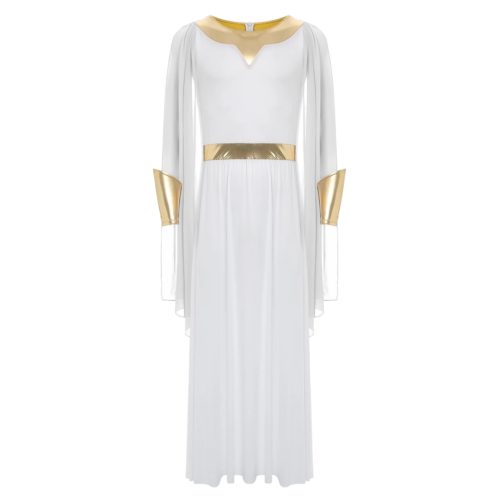 Men Ancient Greek Roman Toga Halloween God Zeus Angel Priest Cosplay Costume Sleeveless Tunic Robe with Cuffs for Theme Party - Image 2