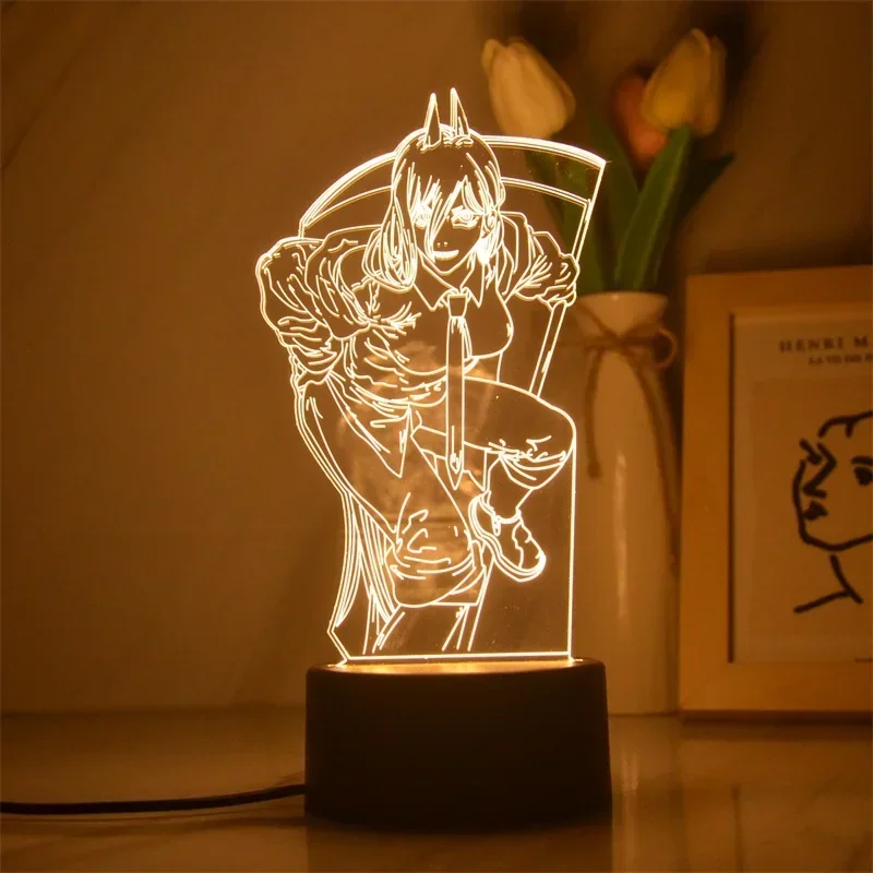 3D Led Night Lamp Anime Chainsaw Man Aki Hayakawa for Bedroom Decor Kids Birthday Gift Student Manga Toys