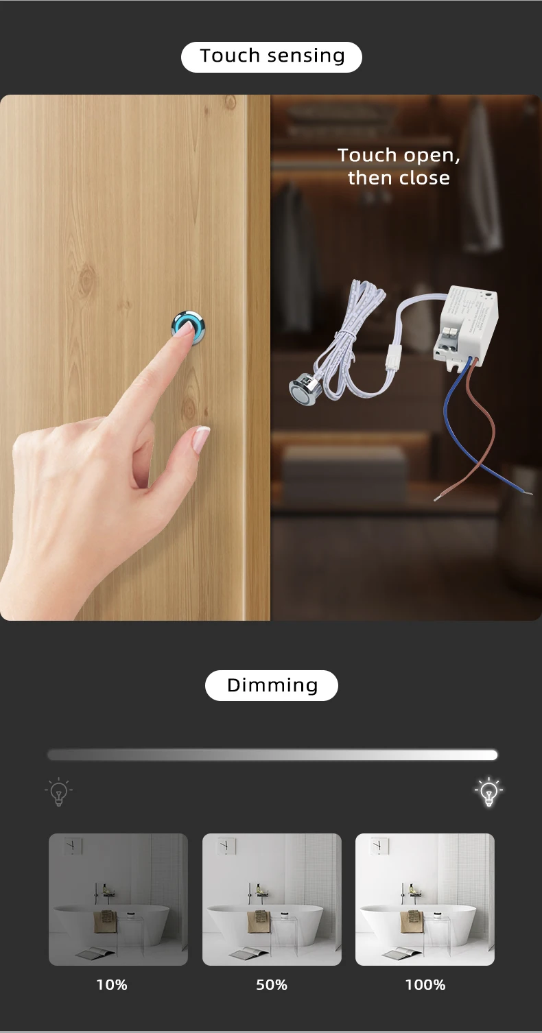 AC 85V/265V Infrarot-Bewegungsmelder-Relaisschalter mit 5-8cm Erfassungsbereich 60W/100W IP21 Smart für Schrankanwendungen – Detail 4