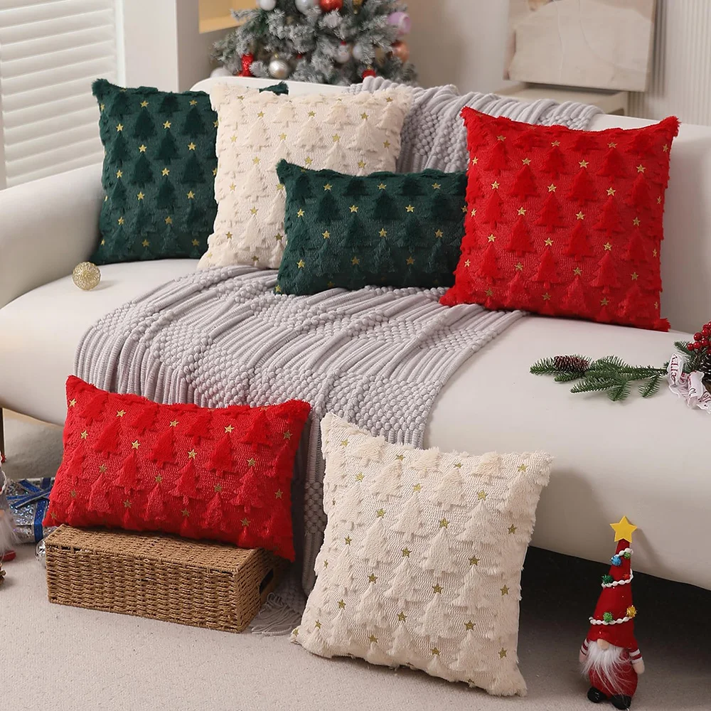 1PCS Christmas Pillow Covers - Knitted Christmas Tree/Christmas Santa Pattern for Living Room Sofa Cushion Cover