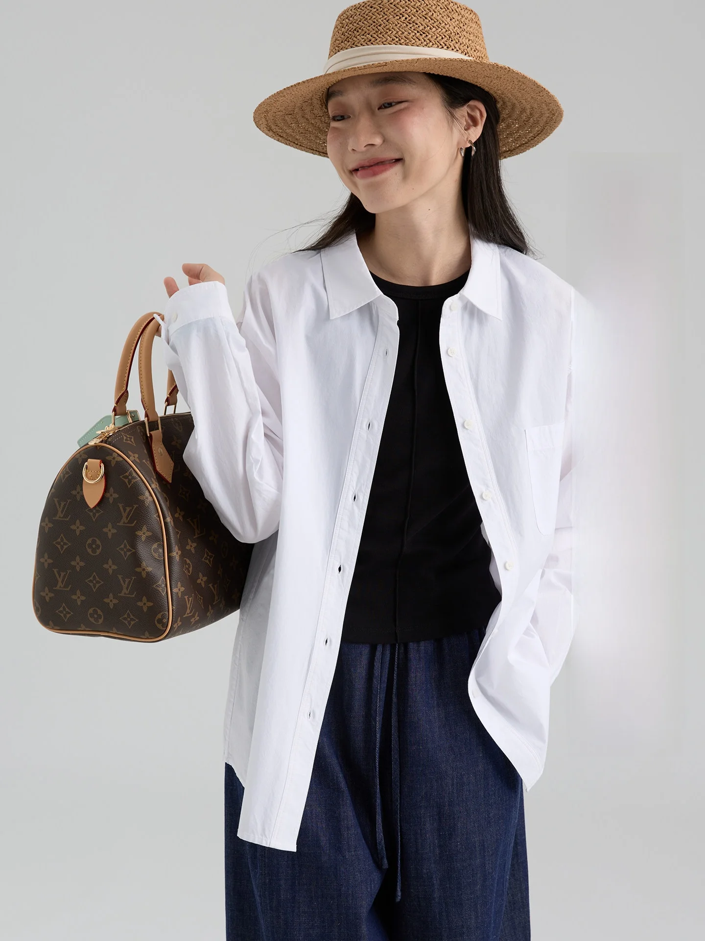 

Spring New Long Sve Cotton irt Women Loose Single ket Design Pure Color Korean Sle Straight Cut Pure Cotton Blouse