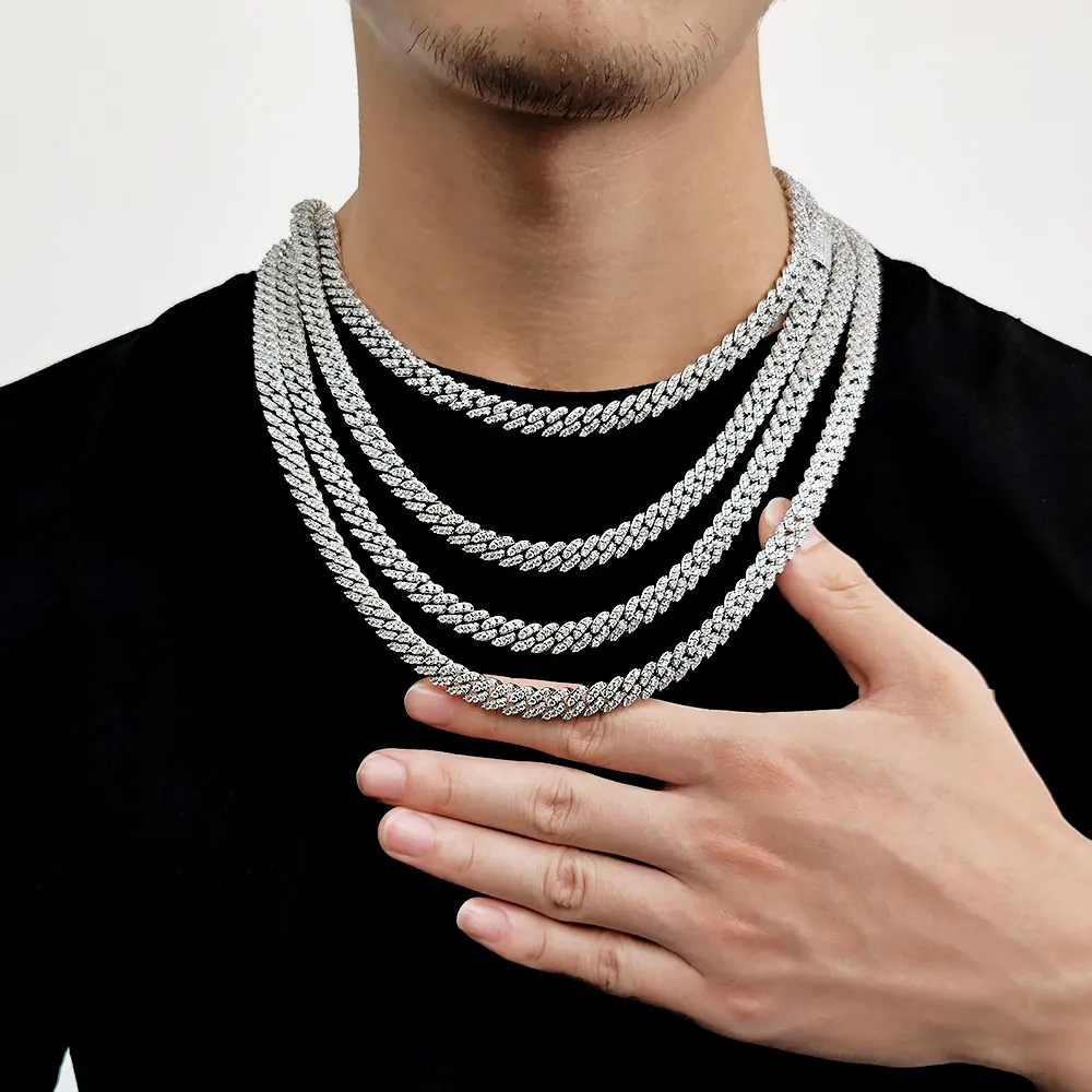 

8mm Iced Out Cuban Link Chain Silver Gold Color Bling 5A+ CZ Chain Rapper Hip Hop Thick Miami Luxury Jewelry for Men and Women