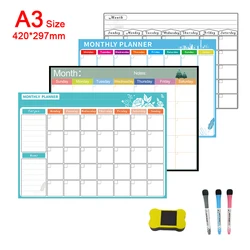 A3 Size Dry Erase Magnetic Monthly Weekly Planner Calendar Refrigerator Markers Whiteboard,Fridge Magnet Daily Memo,To Do List