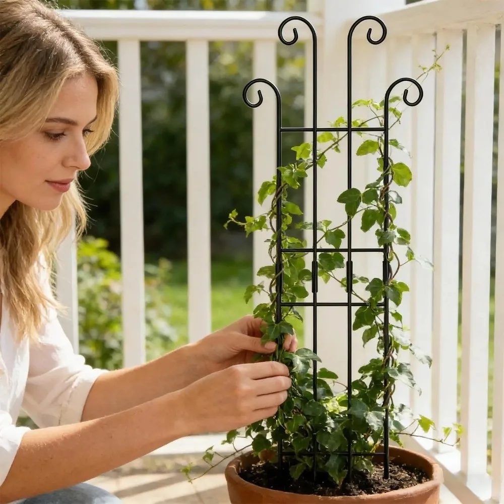 Treillis métallique pour plantes, construction robuste, résistant à la rouille, support de jardin vertical, gain de place, utilisation intérieure et extérieure, support pour plantes en pot