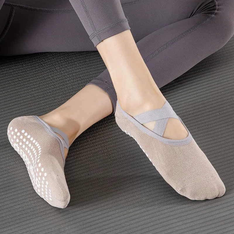 Professional Yoga Socks Women Silicone Anti-slip Indoor Floor Dance Sports Socks Solid Color Cotton Gym Fitness Pilates Socks