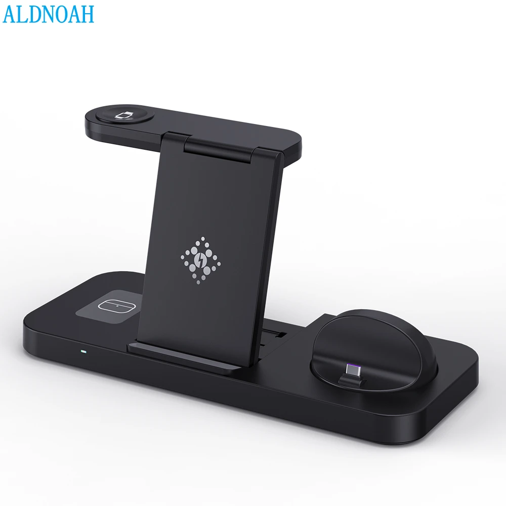 15W 6 in 1 Wireless Charger Stand For iPhone 14 13 12 Samsung Xiaomi Fast Charging Dock Station for Airpods Pro iWatch 7 6