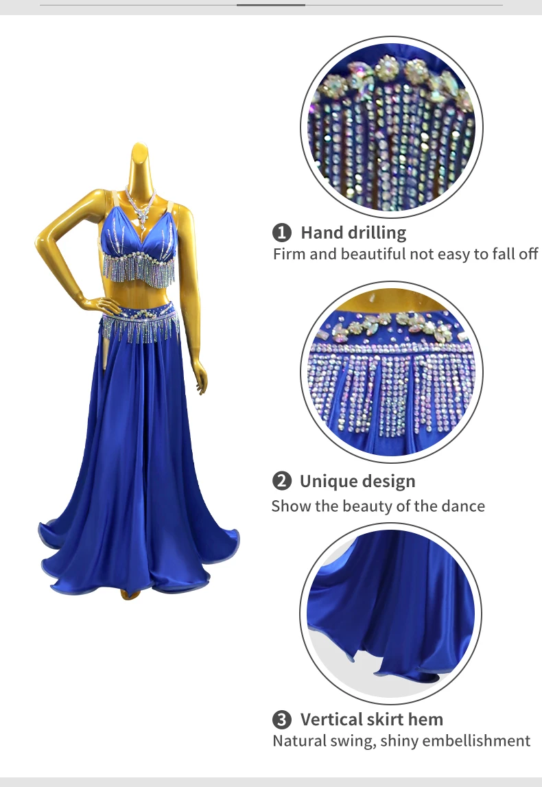 Bauchtanzkostüm Bühnenkleidung Damenanzug Orientalische Aufführungskleidung Mädchen Bauchtanzkleid Abend-Übungskleidung – Detail 6
