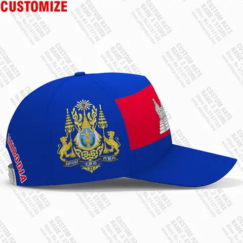 Cambodia Baseball Cap Custom Name Number Team Logo Kh Hats Khm Country Travel Khmer Cambodian Kingdom Nation Flag Photo Headgear