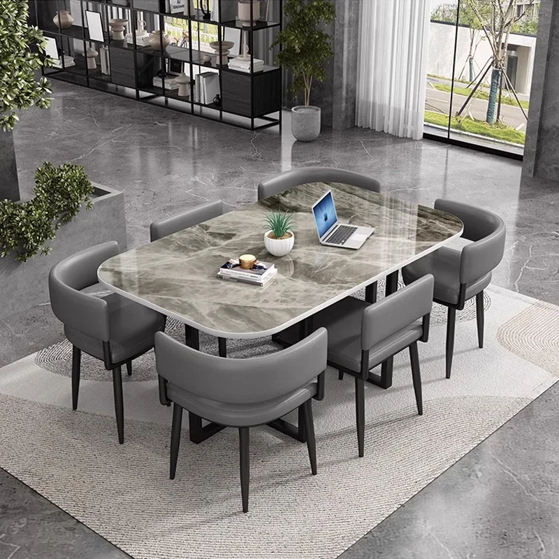 Minimalist   Marble Top Dinning Table 6 Seater Modern Restaurant Home Dining Room And Chairs Sets