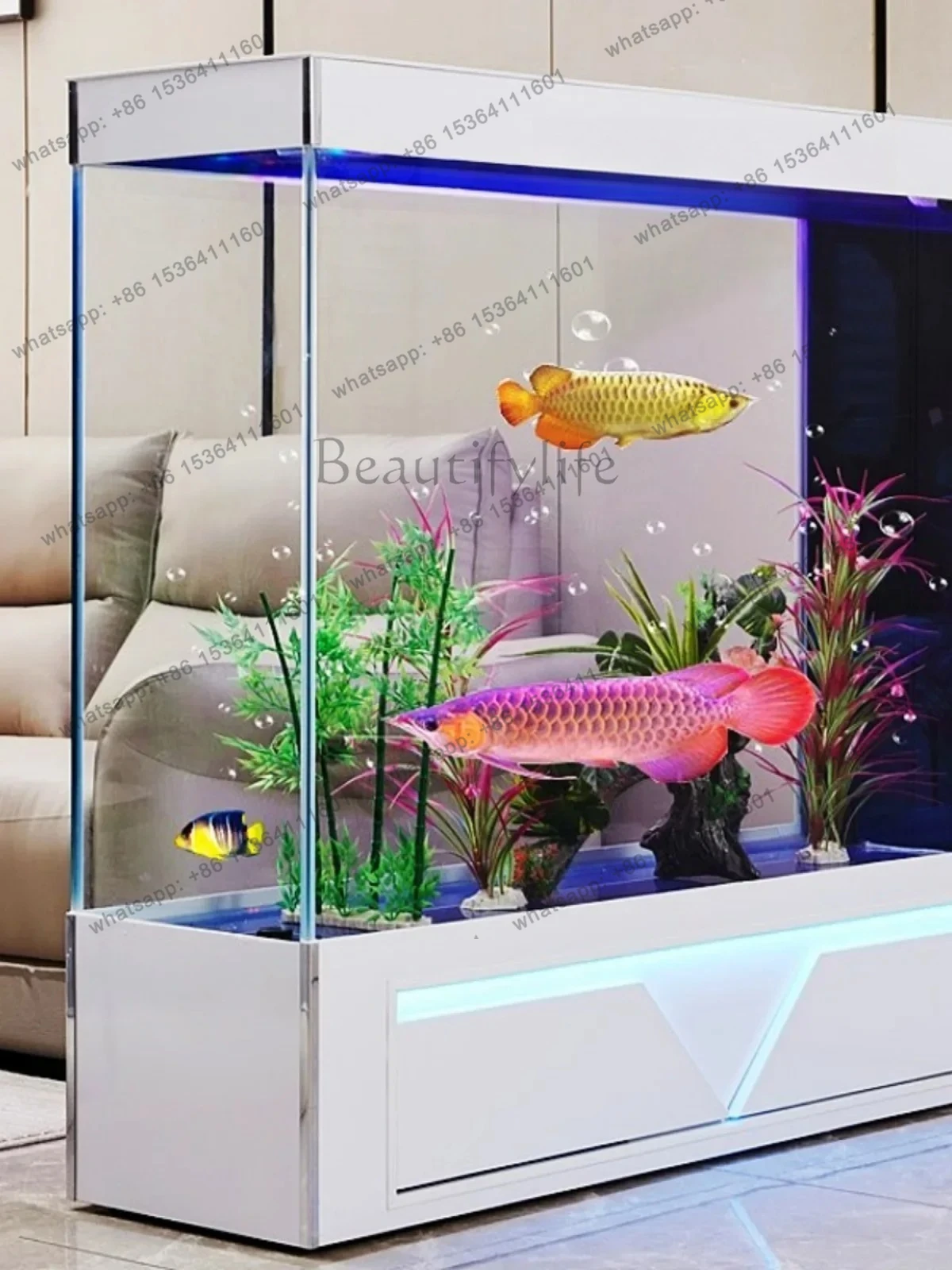 Light luxury new ecological ultra-white fish tank aquarium living room screen light luxury living room partition small apartment
