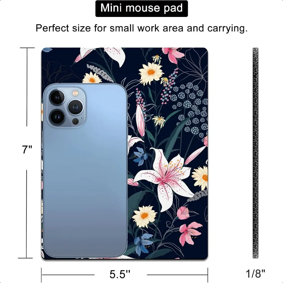 Kleines Mauspad, niedliche Mini-Mauspads für kabellose Maus und Laptop, Reise-Mauspad mit Designs, ästhetisches, florales, tragbares Mauspad