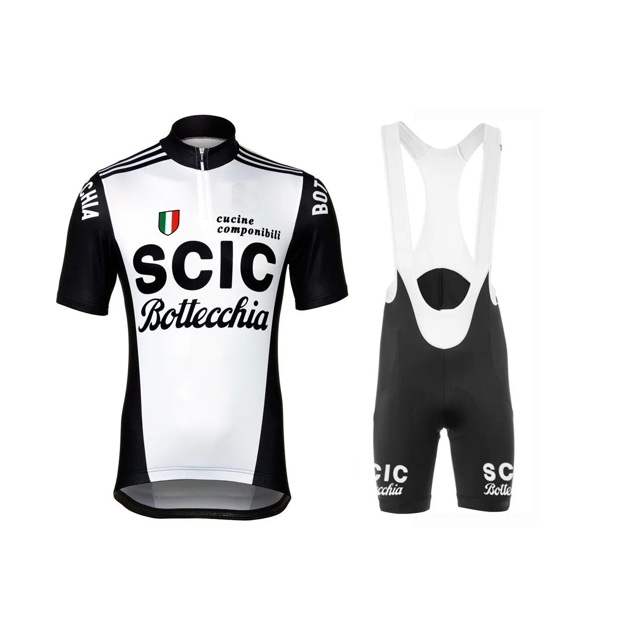 

LASER CUT SCIC BOTTECCHIA TEAM Retro Classic Men's Cycling Jersey Short Sleeve Bicycle Clothing With Bib Shorts Ropa Ciclismo