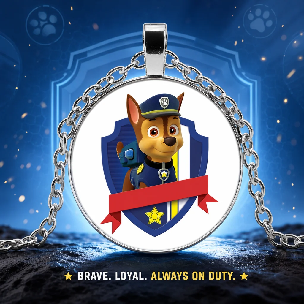 Collier pendentif en verre cristal scintillant PAW Patrol Mighty Pups pour enfants, cadeau d'anniversaire, accessoires de bijoux, dessin animé