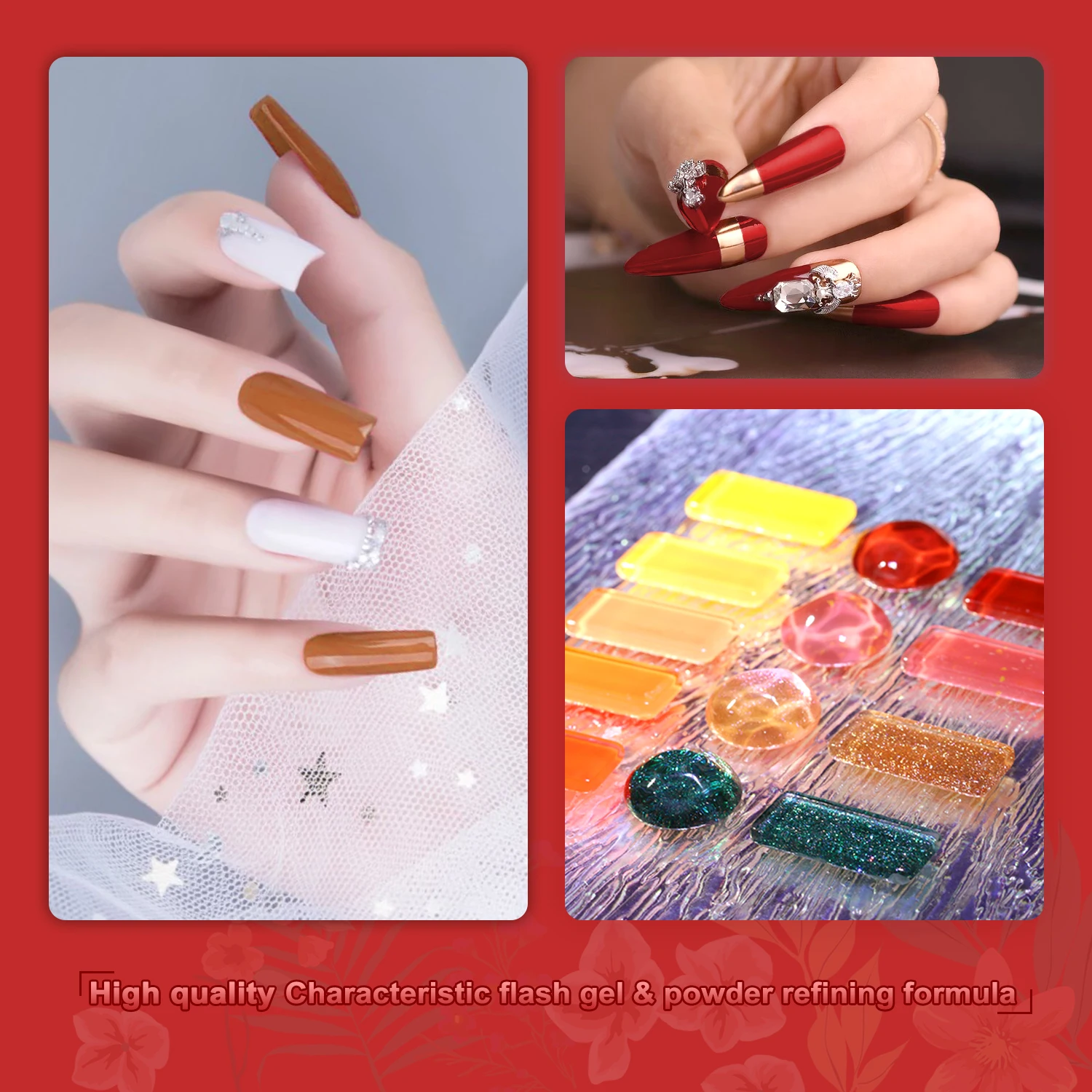 مجموعة طلاء أظافر جل مكونة من 13 قطعة - 9 ألوان عيد الميلاد باللون الأصفر والبرتقالي والأخضر ومعطف أساسي معطف علوي لامع غير لامع ومبرد أظافر لفن الأظافر #3