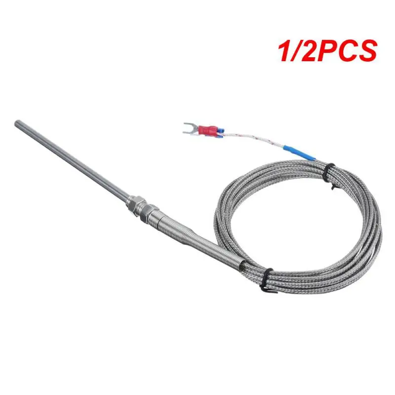 1/2PCS PT100 type 2m metal braided cable 30mm probe head RTD temperature sensor 1/8 1/4 3/8 1/2 3/4 inch M6 M8 M10 thread