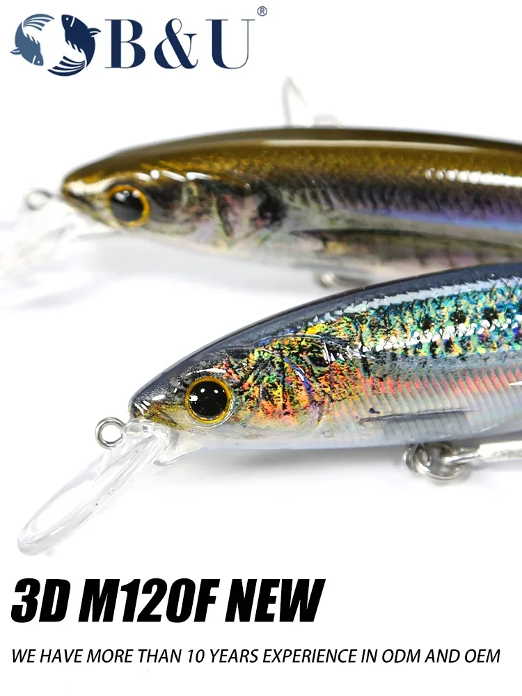 B & u flutuante minnow iscas de pesca de água salgada corrico crankbait iscas duras wobblers