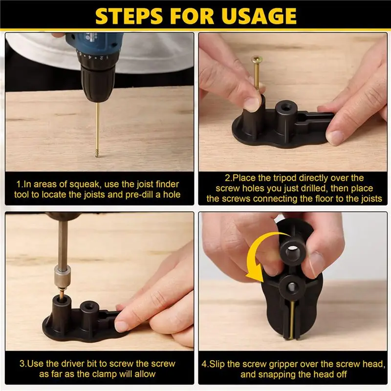 ABZC-2X Floor Repair Kit, No More Squeaks Kit Eliminates Floor Squeaks, Fits Most Carpet Hardwood Floors