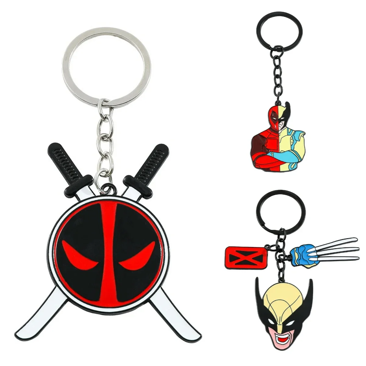 

2024 Marvel Movies Deadpool & Wolverine Keychain Creative Cool Deadpool Double Knife Backpack Hanging Children Toy Gift Keychain