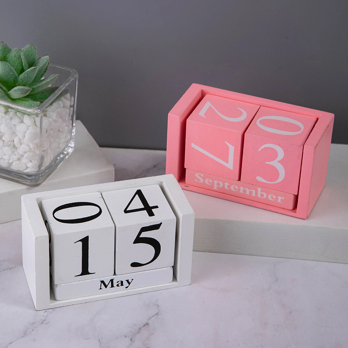 1 Piece Wooden Perpetual Calendar Home Bedroom Desktop Ornament Creative DIY Student Kids Girl Gift Decoration