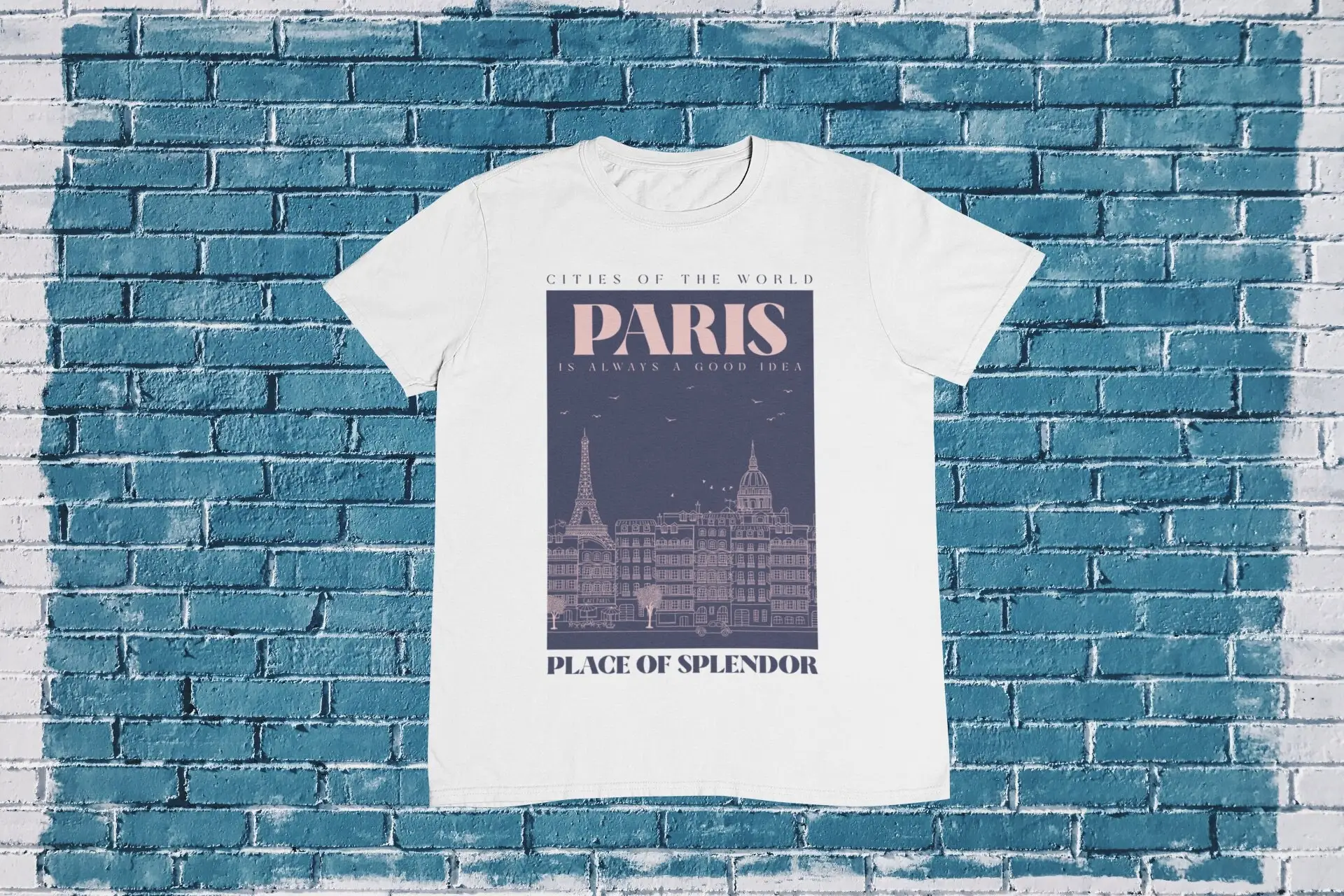 Visit Paris T Shirt Travel France Eiffel Tower Champs Élysées Louvre Notre Dame Cathedral The Seine 100 Cotton