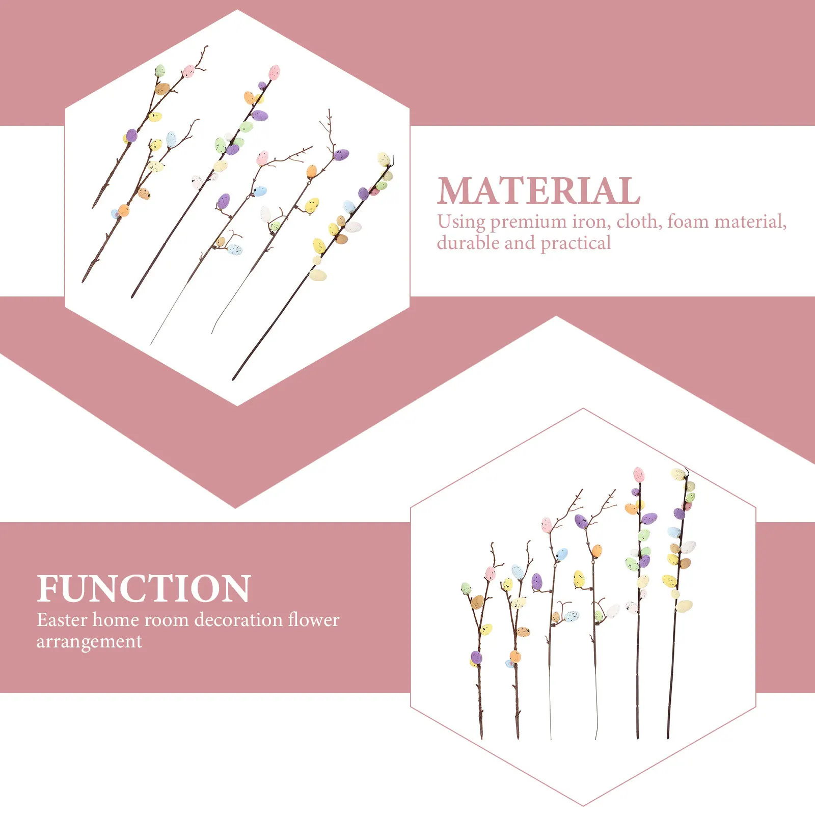 

6 Pcs Colorful Easter Egg Cuttings Flower Arrangement Artificial Tree Branches Decorative