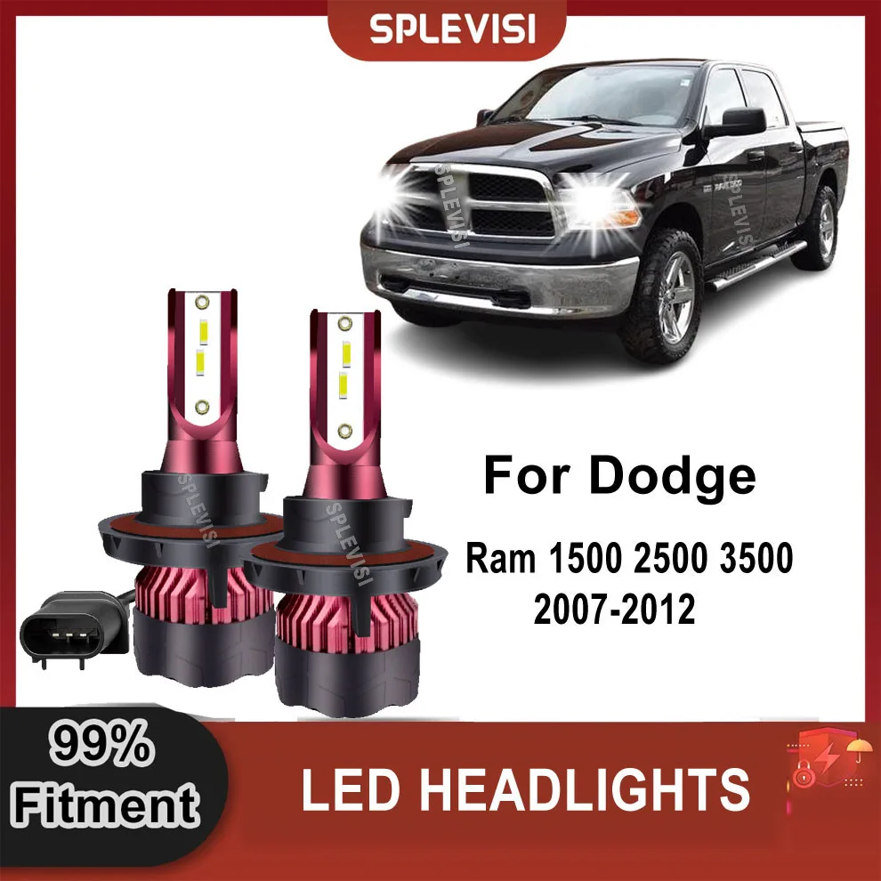 

2x H13 9008 6000K White LED Headlight High Low Beam Fit For Dodge Ram 1500 2500 3500 2007-2012 2007 2008 2009 2010 2011 2012