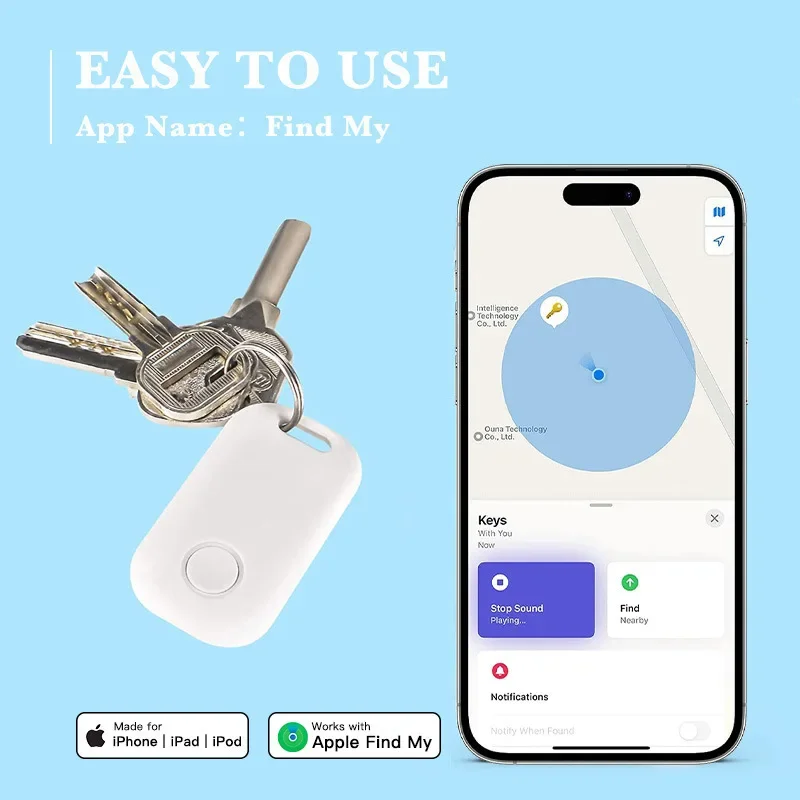 For IOS Find My App Mini GPS Tracker Bluetooth-compatible Itag Global Positioning Finder Anti-lost Key Locator Smart iTag Wallet