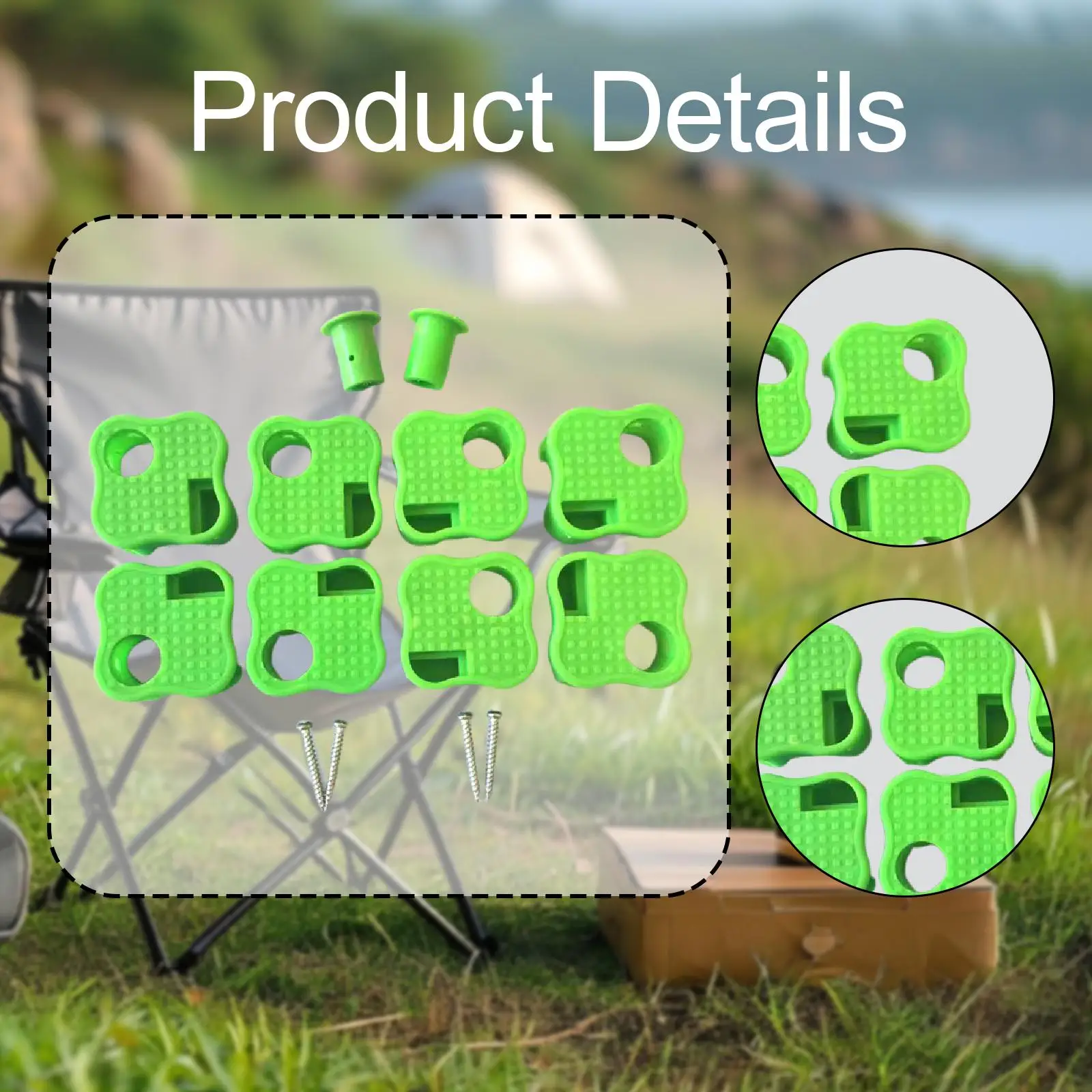 8Pcs Camping Chair Replacement Feet Repair Feet Attachment with Mounting Screws Heavy Duty Portable Premium Replacement Legs
