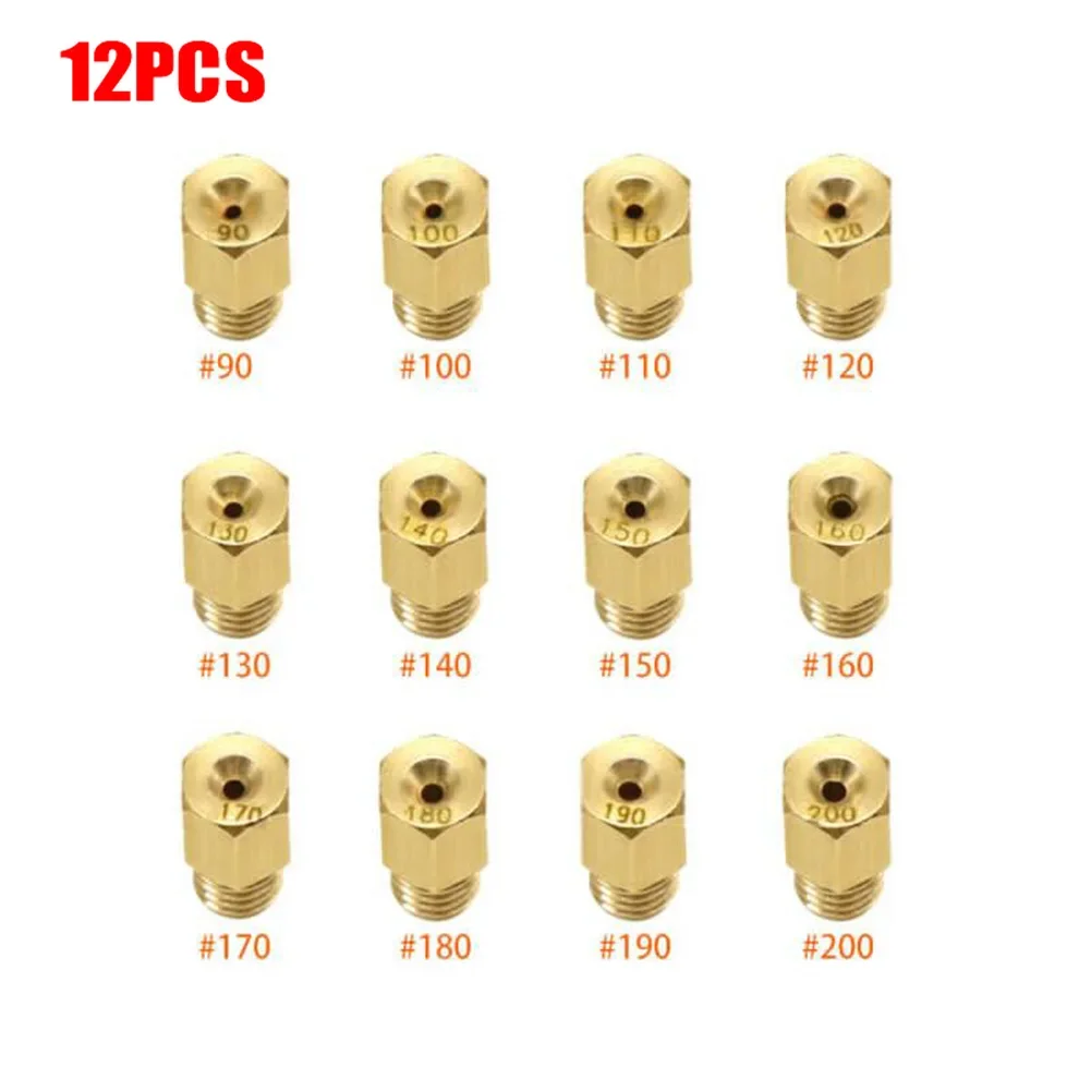 12 Pcs Motorcycle Carburetor Main Jet Motorcycle Fuel Delivery System Golden Antirust Jets For Mikuni VM TM TMX Carburetor