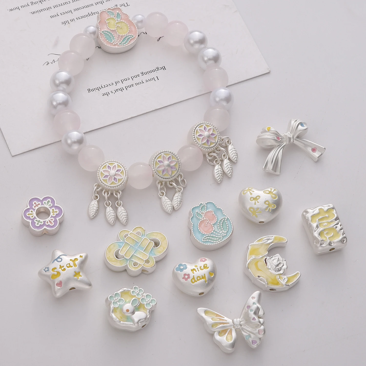 

1PCS Matte Silver Alloy Moon Heart Flower Pendant Charms DIY Jewelry Craft Making Findings for Necklace Bracelet Keychain