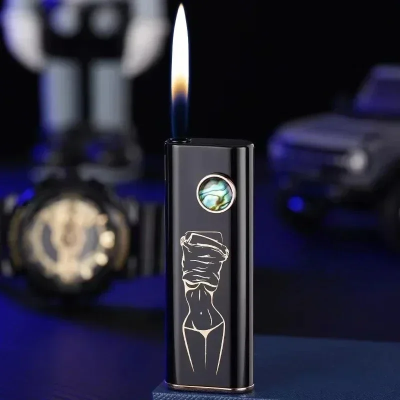 Pemantik Api Elektrik Real Shell Silent Torch dengan Api Lembut, Gas Butana, Baterai yang Dapat Diganti, Portabel untuk Merokok