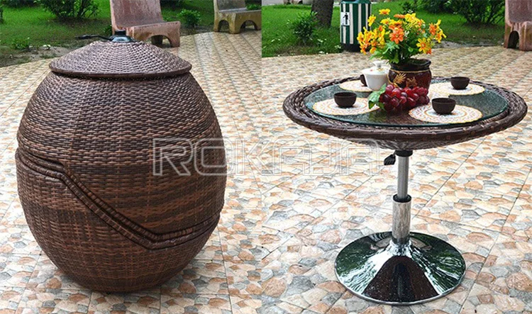 Wicker Chair Coffee Table Set,Courtyard Balcony Small Coffee Table Chair Combination,Creative Leisure Outdoor Furniture