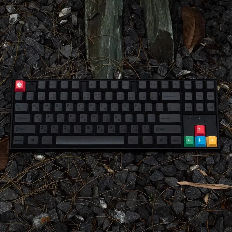 1 Set BOB Black On Black Keycaps PBT Dye Sublimation Lightproof Key Caps Cherry Profile Japanese Keycap For 61 64 68 84 87 104