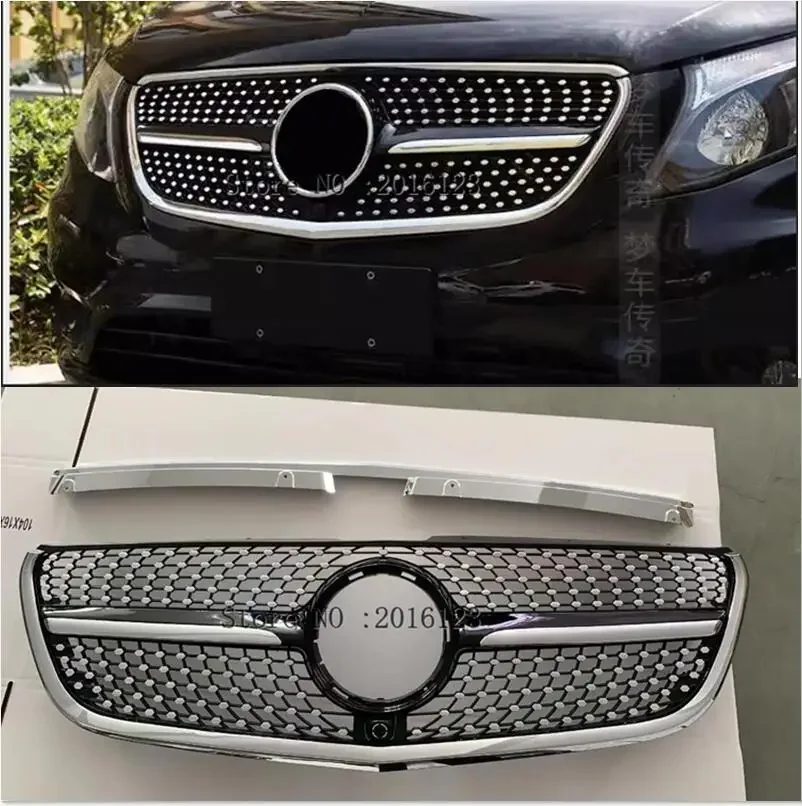 

2015-2019 For Mercedes Benz Vito VITO/V Class W447 Diamond Grille Black Silver for V260 V250 Front Bumper Racing Grill Year