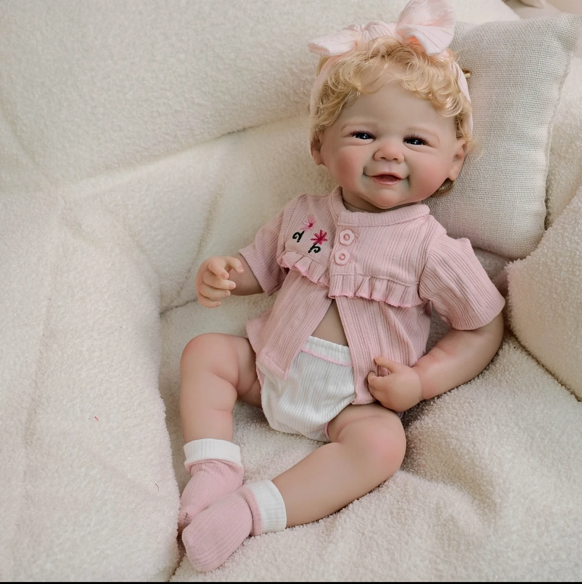 

19" First Mom Practice Reborn Baby- FDA-Safe Vinyl, Interactive Open Eyes, Newborn Care Starter Kit Bundle