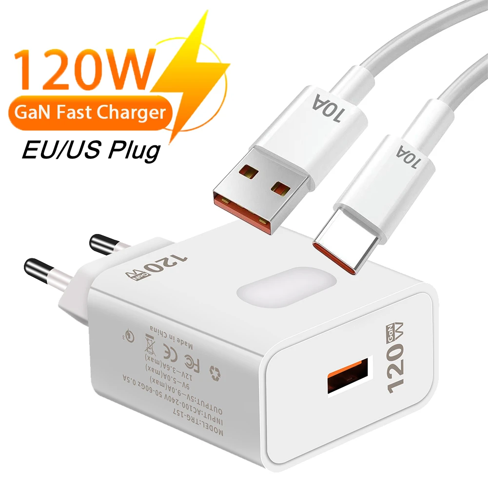 120W USB Charger GaN Fast Charging High Speed Charger QC 3.0 Universal Mobile Phone Adapter for IPho