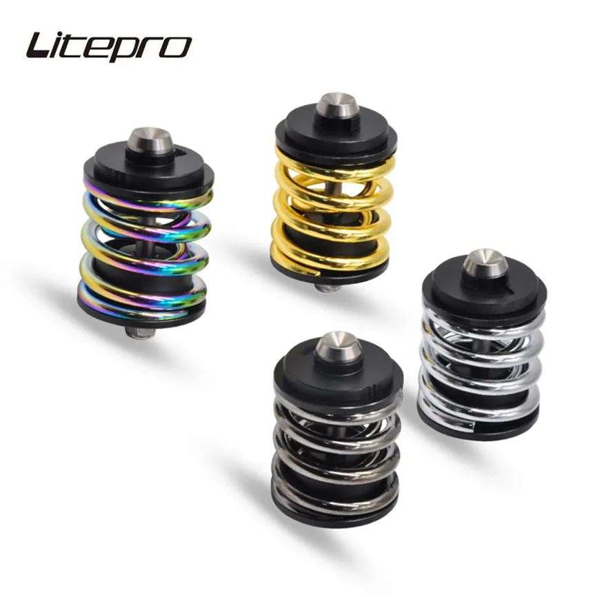 Litepro BMX Folding Bike Double Layer Rear Shock Spring Suspension Titanium Screw Rod Rear Shocks Absorber For Brompton Bike