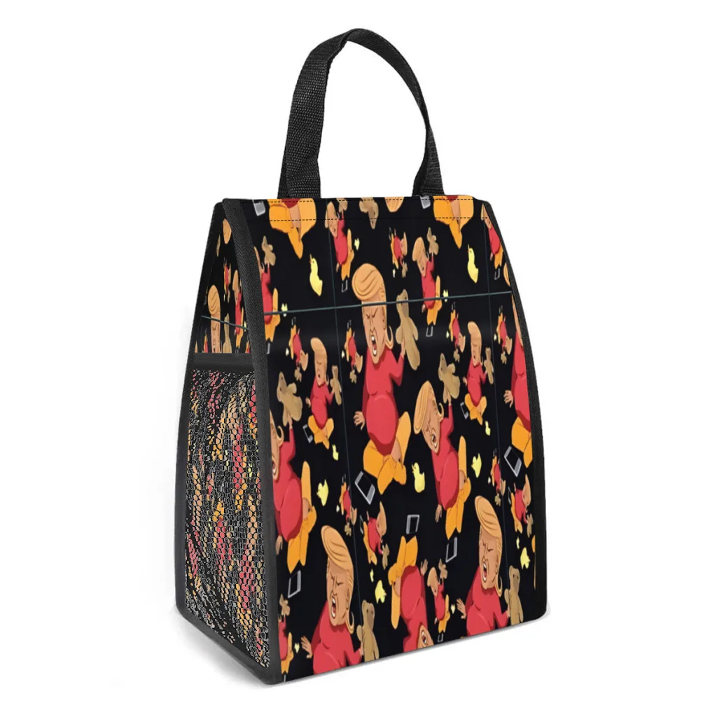 

Donald Trump Baby Pattern With Teddy Bear Lunch Box Women Resuable Leakproof Cooler Thermal Food Insulated Lunch Bag