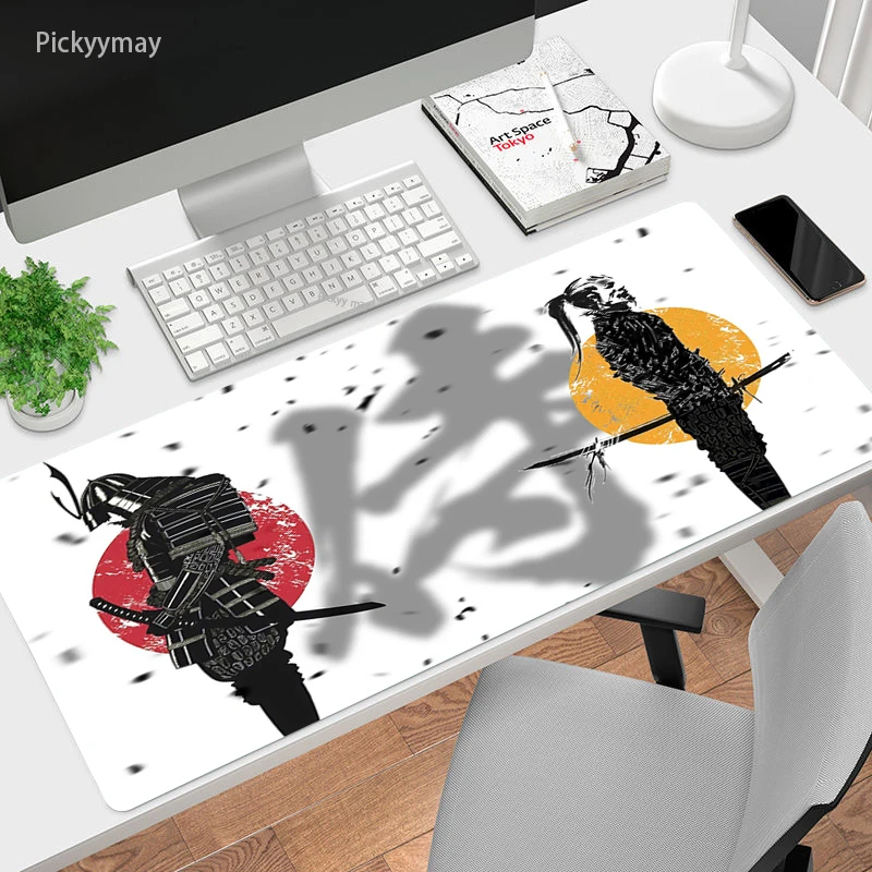 Anime Mouse Pad XXL Japanese Samurai Gaming Mousepad Laptop Waterproof Keyboard Desk Mat Table Carpet Speed Mousepad Overlock